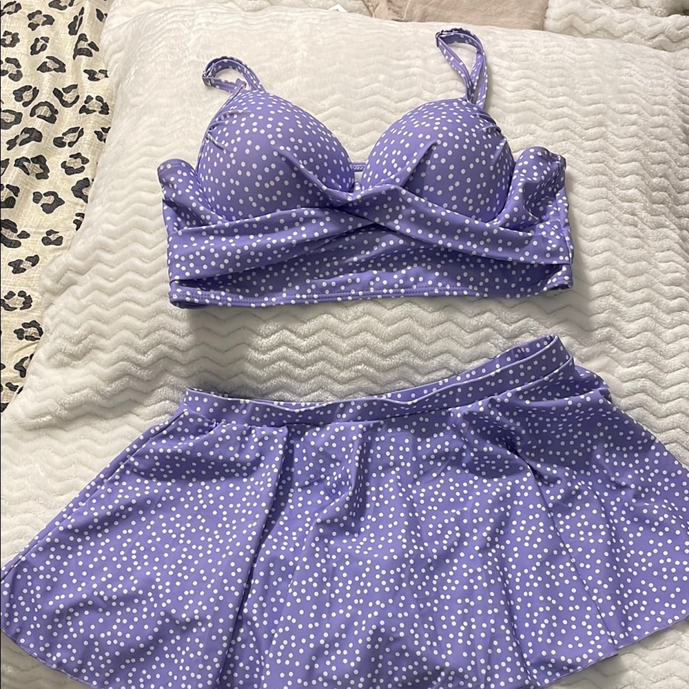 Purple Polka Dot Bikini Set
